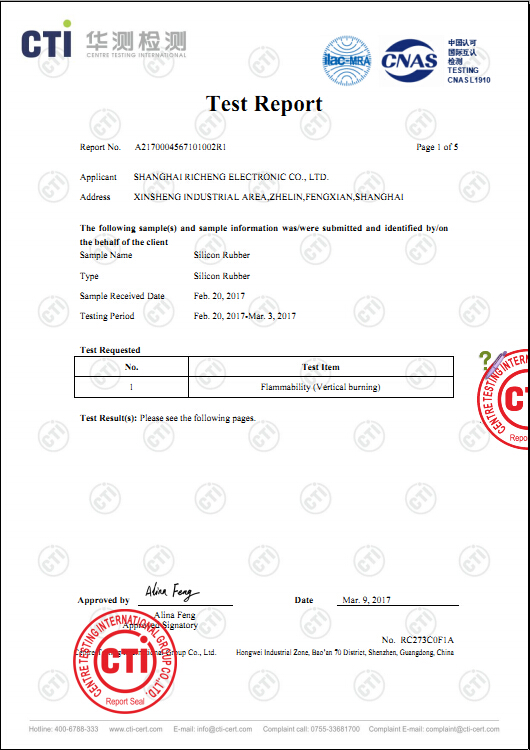 Silicone rubber flame retardant report in English