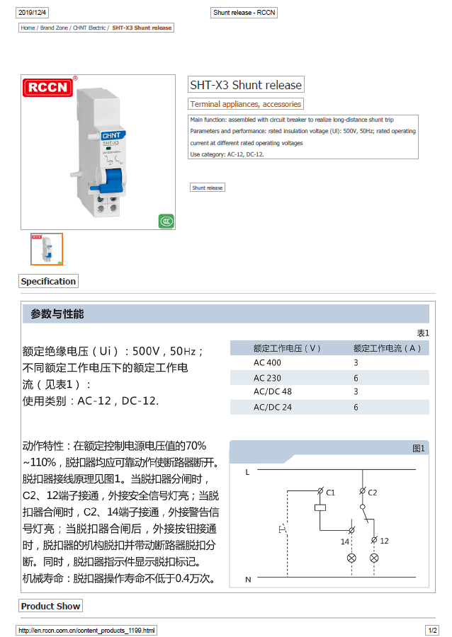 SHT-X3 Shunt release -RCCN